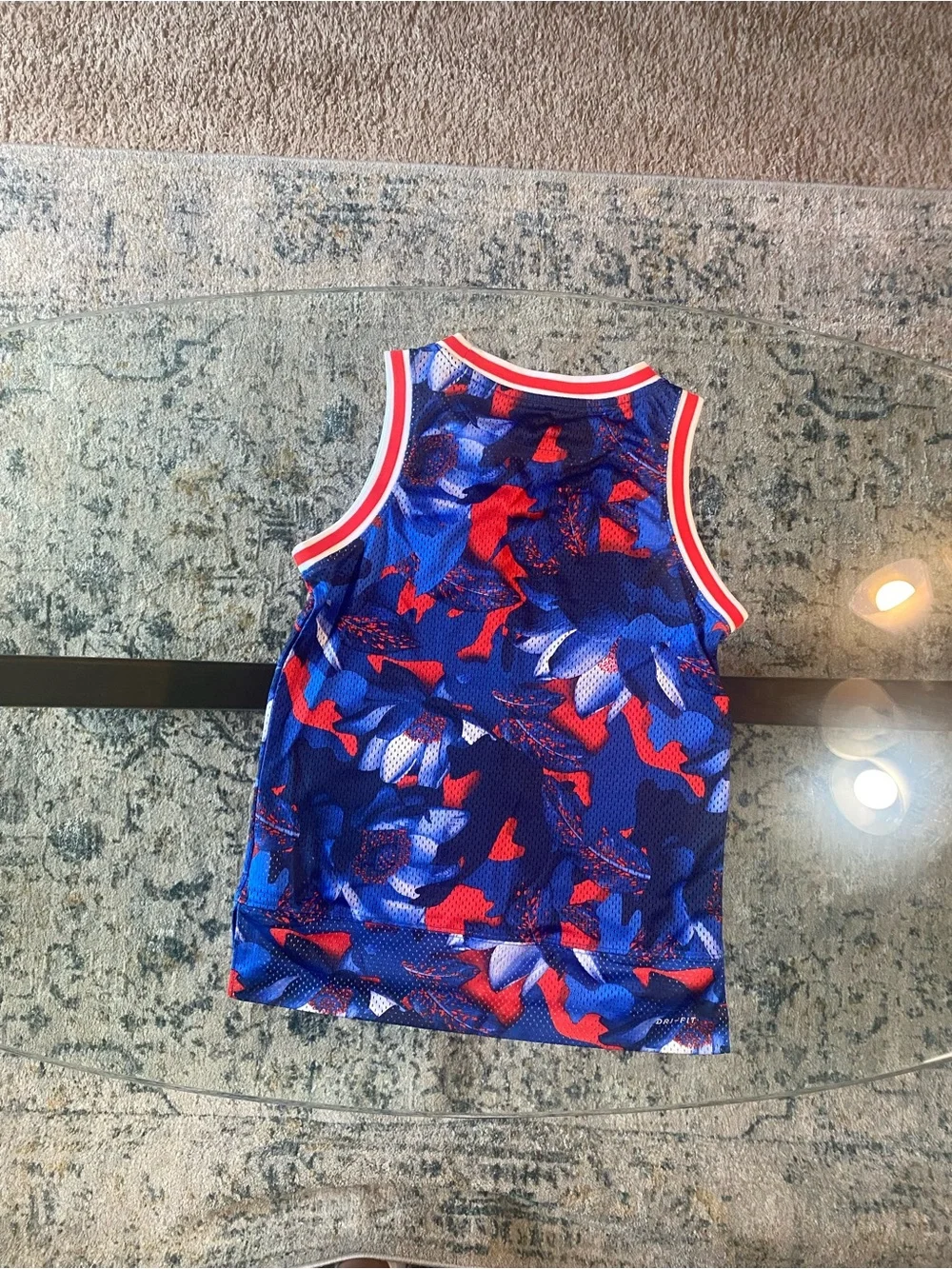 Nike Blue, Red & White Dri-FIT Camo Basketball Tank